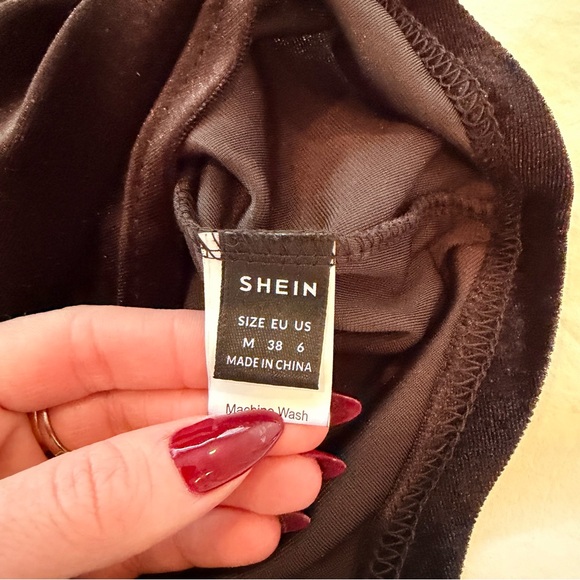 Shein Black Velvet Feather-Trimmed Tube Top Bodysuit Dressy Party Top Size M - Picture 6 of 9